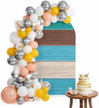 Retro Farm Barns Lines Arch Backdrop Cover 7.2 ft Country Teal Gradient Strips 2 Sided Wedding Arch Covers Stretchy Backdrop Round Top for Birthday, Party, Baby Shower Decorations by Unknown