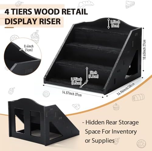 Jetec 4 Tier Wood Retail Cupcake Display Stands, Black - Image 2