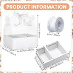 Honeydak 10 Pcs Cake and Flower Clear Boxes with Handle Ribbon Cajas Para Arreglos Florales Portable Transparent Gift Packaging for Holiday Wedding Birthday Party Supplies(Regular,4 Inch,White) - Image 2