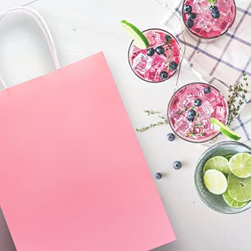 Nexmint Pink Gift Bags 8"x10.5": 96 Pack Bulk Medium Kraft Paper Bags with Handle. Great for Birthdays,Baby Shower,Gifts,Gender Reveal,Party Favors,Treats,Goodies,Shopping,Business,Retail,Bakery - Image 6