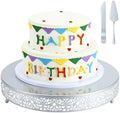 Wenqik 16 Inch Silver Cake Stand Metal Round with Cutter Spatula, Classic by Wenqik