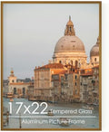 17x22 Metal Picture Frame, Aluminum Poster Frame with Real Glass, Bronze by FLYJOE