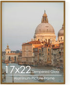17x22 Metal Picture Frame, Aluminum Poster Frame with Real Glass, Bronze by FLYJOE