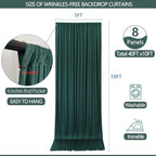 40x10ft Wrinkle Free Hunter Green Backdrop Curtain for Parties Soft Fabric Drapes Wedding Dark Green Curtain Backdrop for Birthday Party Decorations Background for Photography 5x10ft,8 Panels - Image 3