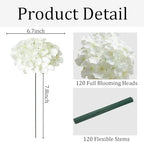 120Pcs White Hydrangea Artificial Flowers Bulk，Realistic Silk Fake Flowers with Stems，Faux Hydrangea Flowers for Wedding Home Decor Centerpieces Living Room Garden Party Baby Shower Decoration - Image 2