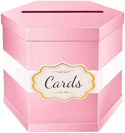 ROSEGLD Pink Card Box, Card Receiving Box with Ribbon 14x12x12 Inches by ROSEGLD