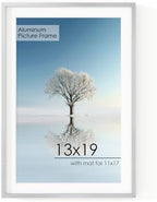 13x19 Metal Picture Frame for Wall With Mat for 11x17, 13''x19'' Aluminum Photo Frames With Tempered Glass for Home Decor, Minimalist Modern Poster Frame Horizontal And Vertical Formats, Silver by FLYJOE