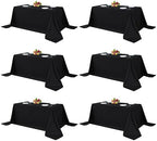 Fitable 6 Pack Black Tablecloths 90x132 Inch for 6 Foot Rectangle Tables by Fitable