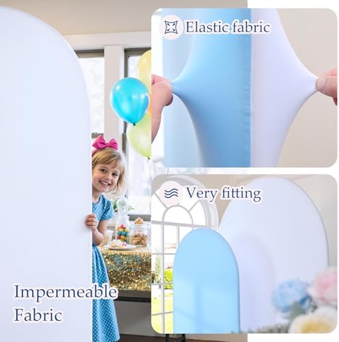 Baby Shower Arch Backdrop Cover-7.2ft 6ft Dual Color White Blue Arch Covers - Image 4