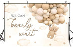 MEHOFOND 8x6ft Bear Baby Shower Backdrop We Can Bearly Wait Baby Shower Party Decorations for Boy Hot Airs Balloons Watercolors Clouds Stars Photography Background Newborn Photo Booth Props (Brown) - Image 3