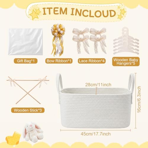 Baby Shower Basket Gift Set Baby Crate Closet,White - Image 2