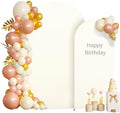 2 Set-7.2FT, 6FT Ivory Arch Backdrop Cover,Spandex Fitted Wedding Arch Stand Covers Round Top Chiara Arch Backdrop Stands Cover for Birthday Party Banquet Photo Background Decoration by WishCare