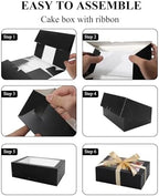 COTOPHER 50Pcs Cookie Boxes with Ribbons, 9x6x3 Inch Black Bakery Boxes - Image 6