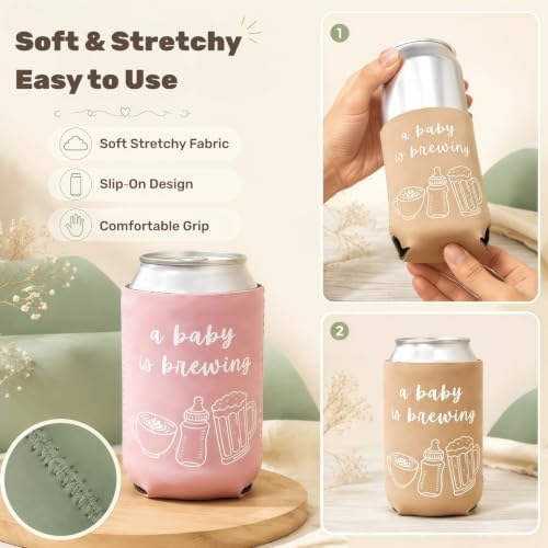 49 Pcs A Baby Is Brewing Baby Shower Favors for Guests, Can Cooler Sleeves - Image 4