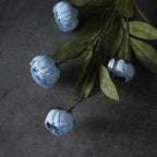 6 Pcs 27" Faux Silk Peony Artificial Flowers Stems for Vase (Dusty Blue) - Image 3