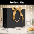 EUSOAR Thank You Gift Bags with Ribbons, 50pcs 12.5"x4.5"x11" Black Kraft Gift Paper Bags with Bow Ribbon Handle, Shopping Party Favor Gift Treat Bags Bulk for Wedding Baby Shower Guests Bridal - Image 2