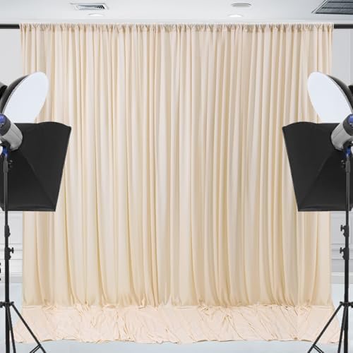 10x10ft Wrinkle Free Backdrop Curtain for Parties Soft Fabric Drapes Wedding Cream Curtain Backdrop for Birthday Party Decorations Background for Photography 5x10ft,2 Panels - Image 2