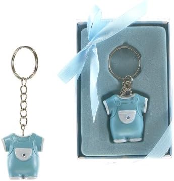 Lunaura Baby Keepsake - Set of 12 "Boy" Baby Clothes with Crystal Key Chain Favors - Blue by MEGA+FAVORS