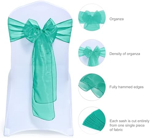 Pack of 75 Organza Chair Sashes for Wedding & Event Décor – Emerald Green - Image 6