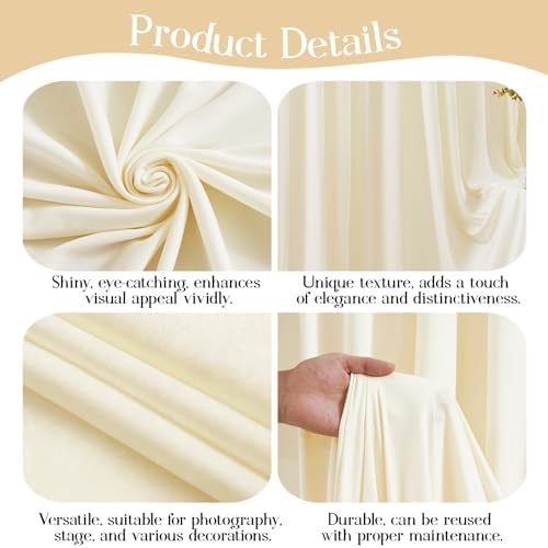 10 x 10ft Champagne Backdrop Curtains, Champagne Drapes for Backdrop Fabric - Image 5