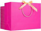 EUSOAR Hot Pink Gift Bags, 50pcs 16"x6"x12" Large Thank You Paper Gift Bags with Bow Ribbon Handles, Gift Wrap Shopping Treat Bags Bulk for Wedding Party Favor Grocery Baby Showers Birthday by EUSOAR