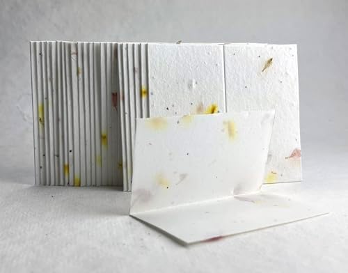 Of The Earth Handmade Paper - Wildflower Seed Paper Folding Escort Card - Place Card/Name/Gift - 3.5" x 4" - Set of 24 (37s Pink & Safflower) - Image 3
