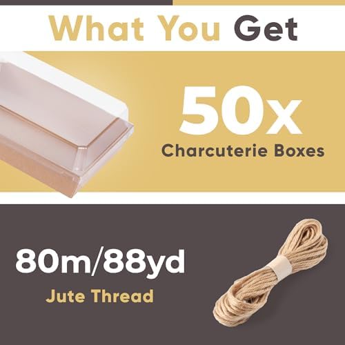 50 Pack 7x5in Charcuterie Board Boxes with Clear Lids, Paper Containers - Image 3