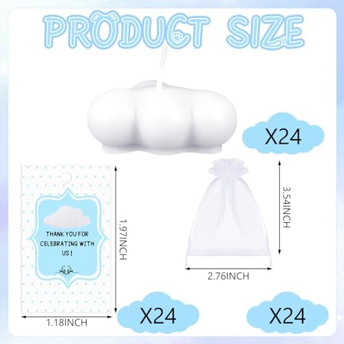 Treela 24 Sets Cloud Tealight Candles Party Favors, Classic, White - Image 6