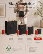 qiqee 600-Packs Black Paper Gift Bags with Handles Bulk 4.5"x2.5"x6" Mini Size Paper Bags Multiple Uses - Image 2