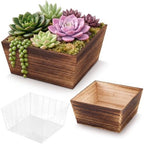Dandat 2 Set 8 Inch Wooden Flower Box Rustic Table Centerpieces,Dark Brown by Dandat