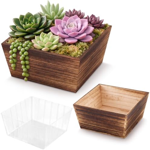 Dandat 2 Set 8 Inch Wooden Flower Box Rustic Table Centerpieces,Dark Brown by Dandat