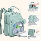 BabbleRoo Diaper Bag Backpack - Baby Essentials Travel Bag - Multi Function Water Resistant Diaper Bag, Travel Essentials Baby Bag with Changing Pad, Stroller Straps & Pacifier Case – Sage Green - Image 6