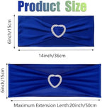 Royal Blue Chair Sashes 50 Pack Spandex Blue Sashes for Chairs Covers Universal Stretch Chair Sashes Band with Heart Buckle Slider Universal Sashes Bows for Wedding Banquet Party Decorations - Image 2