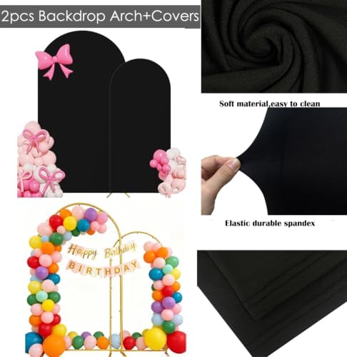 Set of 2 Metal Arch Backdrop Stands with Black Covers, 6/7.2FT - Image 4