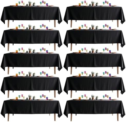 DRESSMAKER 10 Pack Black Table Cloth Rectangle 60X102 Inch Fit 6FT Table by Dressmaker