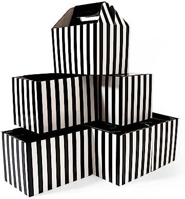 Happyhiram 40 Pack Black Striped Large Gable Boxes, 9x6x6 Inch by HappyHiram