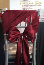 120 PCS Burgundy Satin Chair Sashes, 7 x 108 Inch - Image 4