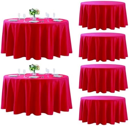 Fokitut 6 Pack Round Tablecloth, 120 Inch, Stain Resistant and Wrinkle Polyester Table Cloth, Fabric Table Cover for Kitchen Dining, Wedding, Party, Holiday Dinner-Red by Fokitut