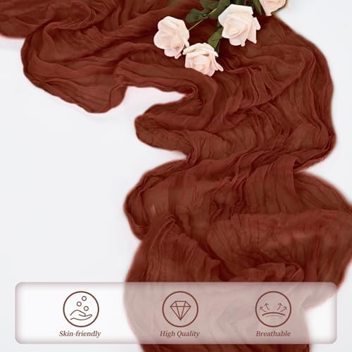 20 Pack Terracotta Cheesecloth Table Runner 10FT Boho Rustic Cheese Cloth Table Runner for Wedding 20 x 120 Inch Long Bridal Shower Baby Shower Gauze Fabric Sheer Birthday Party Table Decorations - Image 5