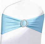 Baby Blue Chair Sashes 50 Pack, Light Blue Spandex Chairs Bands Bows with Buckle Slider for Wedding Party Banquet Decoration - Image 6