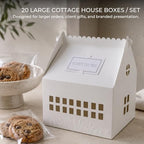20 Pcs Large Cottage House Cookie Boxes with Window & Business Card Holder, White 7 x 7 x 8.5 in Gable Bakery Gift Boxes for 2 Dozen Cookies, Treats, Desserts, Realtor Gifts & Party Favors - Image 6