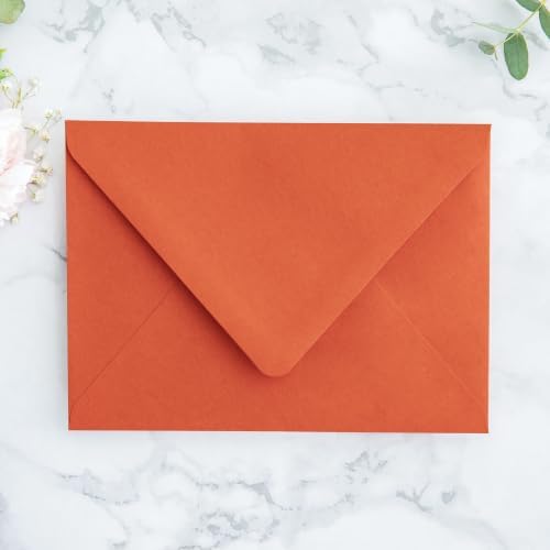 PONATIA 50PCS A7 Euro Flap Envelopes, Burnt Orange Liner Envelope - Image 2