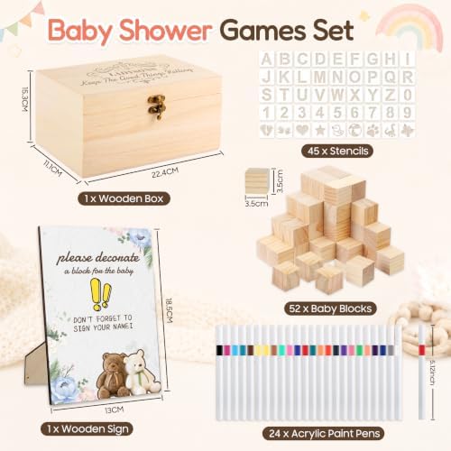 123 PCS Baby Shower Game Kit – Creative Wooden DIY Game with Markers, Fun Activities for Guests, Perfect for Baby Shower Boys & Girls, Interactive Painting & Memory-Making Party Game - Image 2