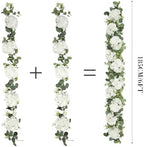 Artificial Hydrangea Flower Garland with Eucalyptus & Baby’s Breath 2PCS 6FT Floral Vines Greenery Garland for Mantel Wedding Arch Table Centerpiece Coastal Home Outdoor Decor (2, White) - Image 3