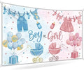 Watercolor Gender Reveal Backdrop Size 10x8 Ft Boy or Girl Pink & Blue Baby Clothes Design Gender Reveal Party Banner, Durable Polyester Photo Booth Background for Baby Shower Decorations by Unknown