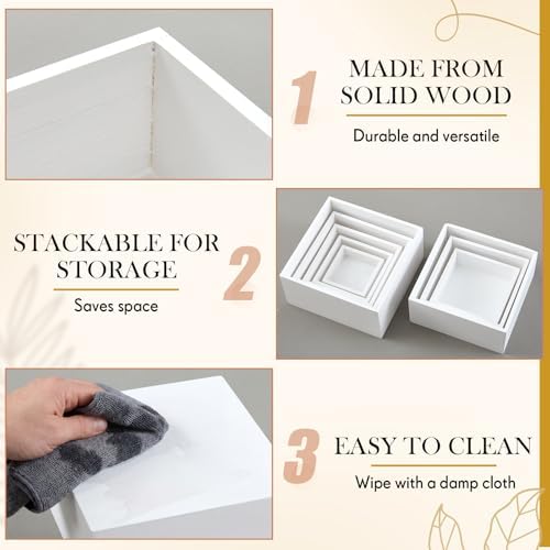 Barydat 8 Pcs White Wood Risers Display, Small 8.7" - Image 5