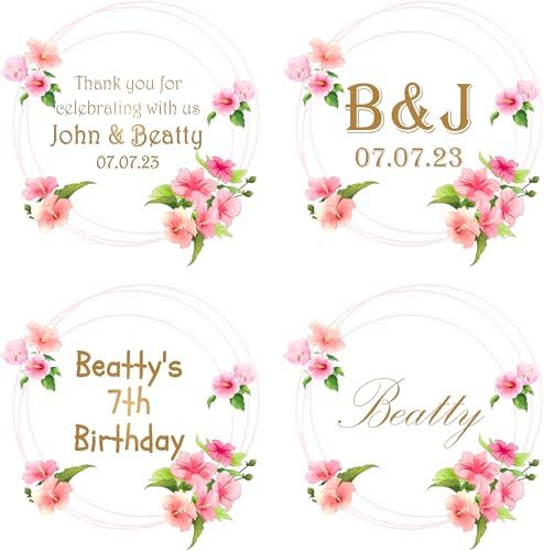 Personalized Custom Stickers Labels for Wedding Favors Birthday, Business Logo Customized Sticker.Waterproof, Fade & Heat Resistant and Cold Resistant. Pack of 100 to 1000. (Wreath 10, 4 Inch) - Image 2