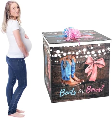 AmazingSpark 28in Giant Gender Reveal Gift Box Kit, Boots or Bows by Unknown