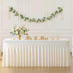 Ivory Table Cloth for 6 Foot Rectangle Tables Fitted Stretch Spandex Table Cover with Skirt 6ft Baby Shower Birthday Party Banquet Ruffle Cream Tablecloth Wedding Table Cloths Desk Skirt, 4 Pack - Image 4