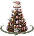 Willinglong 6 Tier Large Cupcake Stand for 80 Cupcake Rustic Tower Tree 360° Rotatable Cupcakes Holder Wood Dessert Table Display Dessert Stand for Birthday Graduation Baby Shower Wedding Party by Willinglong